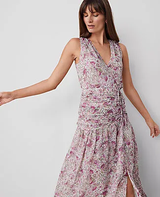 Ann Taylor Petite Floral Ruched Flare Dress sold by Ann Taylor product image thumbnail 4