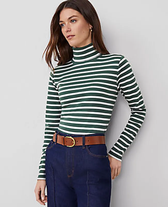 Ann Taylor Weekend Collection Striped Turtleneck Top sold by Ann Taylor