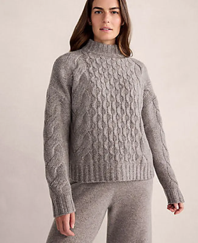 Ann Taylor Haven Well Within Cashmere Honeycomb Cable Mockneck Sweater sold by Ann Taylor