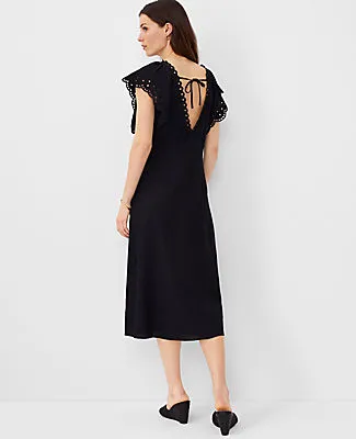 Ann Taylor Petite Embroidered V-Neck Midi Dress sold by Ann Taylor product image thumbnail 2