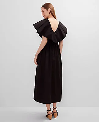 Ann Taylor Petite Ruffle Collar Maxi Flare Dress sold by Ann Taylor product image thumbnail 3