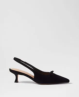 Ann Taylor Bow Suede Slingback Pumps sold by Ann Taylor