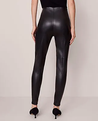 Ann Taylor The Petite Seamed Button Legging in Faux Leather sold by Ann Taylor product image thumbnail 3