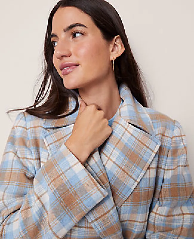 Ann Taylor Petite Weekend Collection Plaid Short Trench Coat sold by Ann Taylor