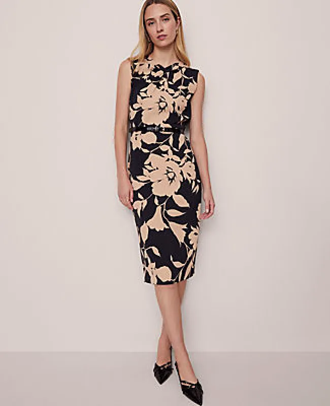 Ann Taylor Floral Twist Neck Midi Sheath Dress sold by Ann Taylor