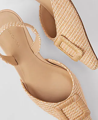 Ann Taylor Straw Pointy Toe Buckle Slingback Pumps sold by Ann Taylor product image thumbnail 2