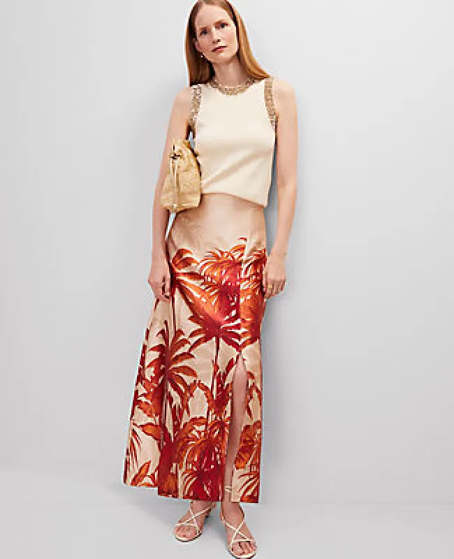 Ann Taylor Studio Collection Silk Maxi Skirt in Tropical Print sold by Ann Taylor