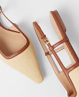 Ann Taylor Straw Nip Toe Slingback Flat sold by Ann Taylor product image thumbnail 2