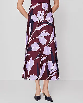Ann Taylor Floral Satin Bias Slip Skirt sold by Ann Taylor product image thumbnail 3