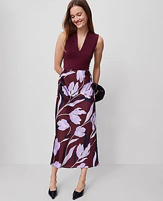 Ann Taylor Floral Satin Bias Slip Skirt sold by Ann Taylor product image thumbnail 5