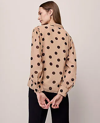 Ann Taylor Petite Dotted V-Neck Popover Top sold by Ann Taylor product image thumbnail 3