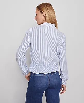 Ann Taylor Weekend Collection Striped Tie Waist Popover Top sold by Ann Taylor product image thumbnail 2