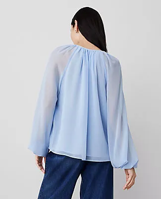 Ann Taylor Petite Ruffle Tie-Neck Popover Top sold by Ann Taylor product image thumbnail 2