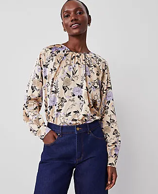 Ann Taylor Floral Shirred Raglan Top sold by Ann Taylor