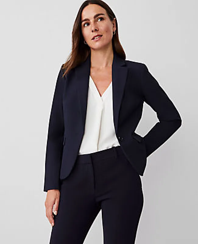 Ann Taylor The Petite Notched One Button Blazer in Seasonless Stretch sold by Ann Taylor