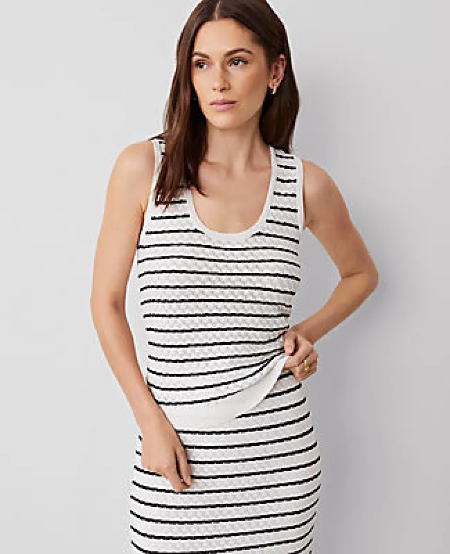 Ann Taylor Textured Striped Sweater Shell Top sold by Ann Taylor