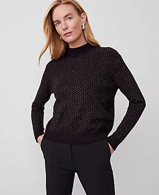 Ann Taylor Petite Essential Embellished Mock Neck Sweater sold by Ann Taylor