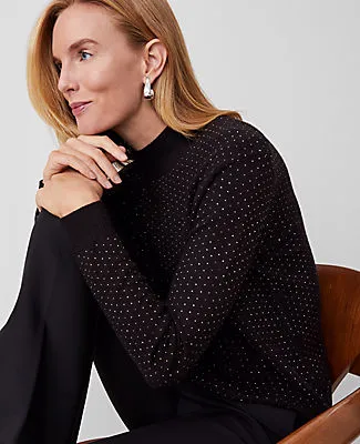 Ann Taylor Petite Essential Embellished Mock Neck Sweater sold by Ann Taylor product image thumbnail 4