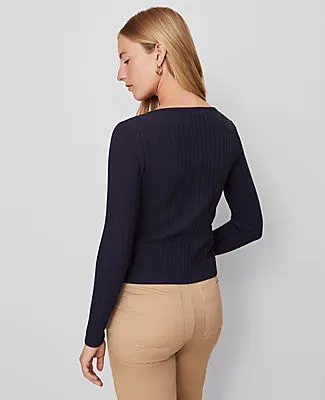 Ann Taylor Weekend Collection Ribbed V-Neck Cardigan sold by Ann Taylor product image thumbnail 3
