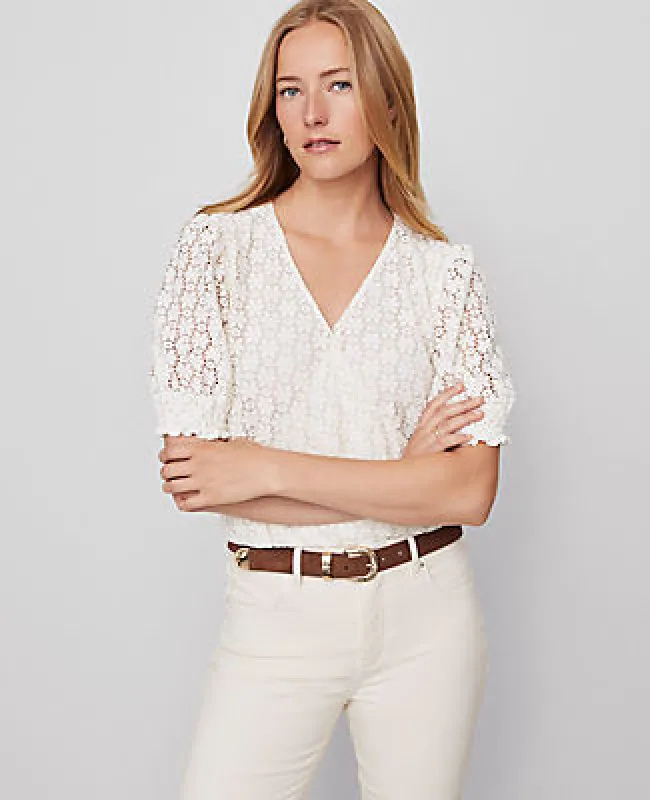 Ann Taylor Weekend Collection Lace Wrap Blouse sold by Ann Taylor
