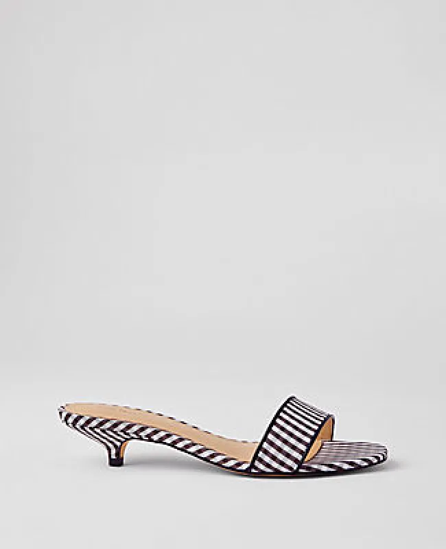 Ann Taylor Gingham Skinny Strap Mule Sandals sold by Ann Taylor