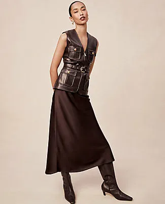 Ann Taylor Satin Bias Midi Slip Skirt sold by Ann Taylor