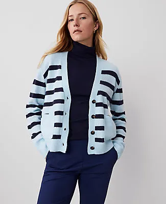 Ann Taylor Weekend Collection Striped V-Neck Cardigan sold by Ann Taylor product image thumbnail 2