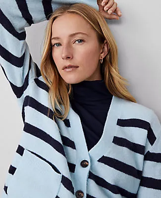 Ann Taylor Weekend Collection Striped V-Neck Cardigan sold by Ann Taylor product image thumbnail 4