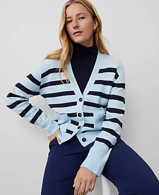 Ann Taylor Weekend Collection Striped V-Neck Cardigan sold by Ann Taylor product image thumbnail 5