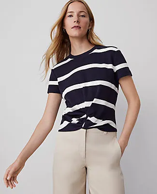 Ann Taylor Petite Weekend Collection Striped Twist Tee sold by Ann Taylor
