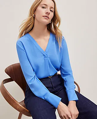 Ann Taylor Mixed Media V-Neck Top sold by Ann Taylor product image thumbnail 3