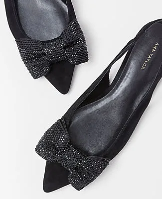 Ann Taylor Crystal Bow Pointy Toe Suede Slingback Flats sold by Ann Taylor product image thumbnail 2
