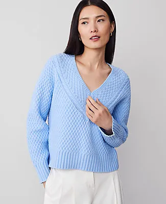 Ann Taylor Geo Stitch V-Neck Sweater sold by Ann Taylor