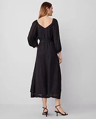 Ann Taylor Metallic Stripe Midi Wrap Dress sold by Ann Taylor product image thumbnail 2