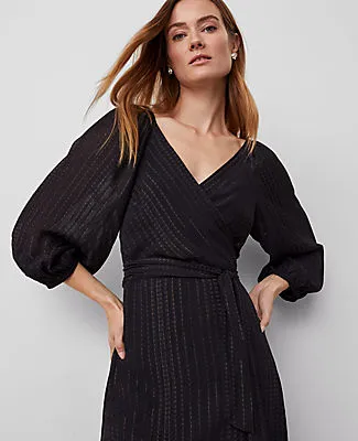 Ann Taylor Metallic Stripe Midi Wrap Dress sold by Ann Taylor product image thumbnail 3