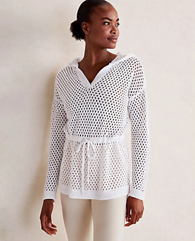 Ann Taylor Haven Well Within Organic Cotton Linen Open Stitch Hoodie sold by Ann Taylor