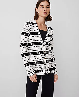 Ann Taylor Striped Tweed Sweater Jacket sold by Ann Taylor