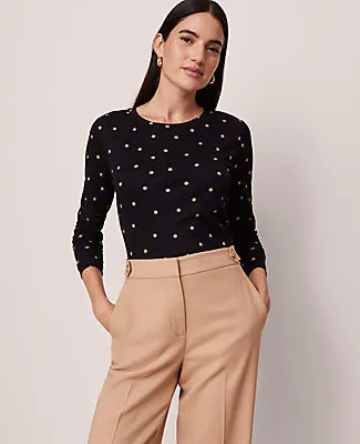 Ann Taylor Dotted Crew Neck Top sold by Ann Taylor