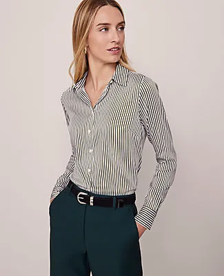 Ann Taylor Striped Relaxed Perfect Shirt sold by Ann Taylor