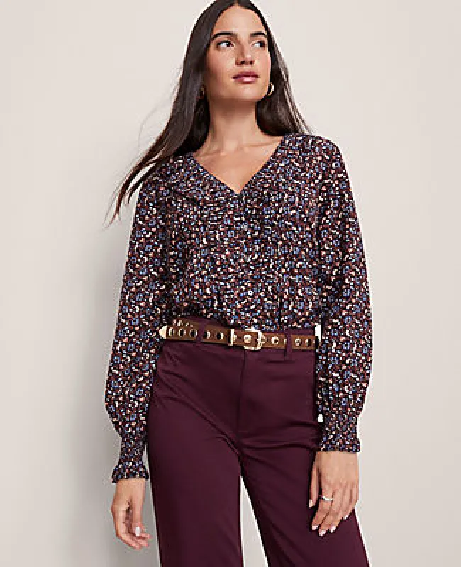 Ann Taylor Weekend Collection Floral Ruffle Popover Top sold by Ann Taylor