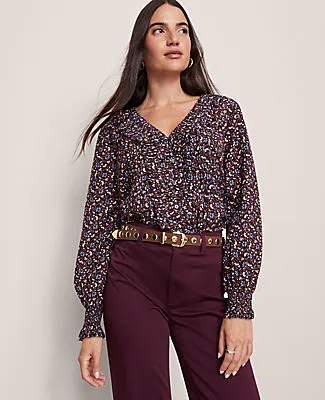 Ann Taylor Weekend Collection Floral Ruffle Popover Top sold by Ann Taylor