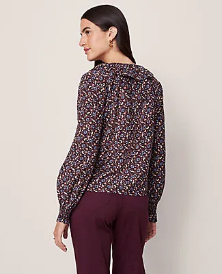 Ann Taylor Weekend Collection Floral Ruffle Popover Top sold by Ann Taylor product image thumbnail 2