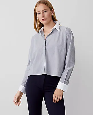 Ann Taylor Weekend Collection Striped Cotton Blend Shirt sold by Ann Taylor product image thumbnail 2