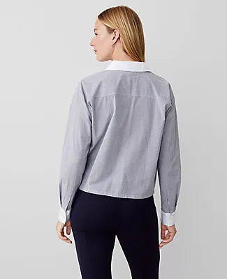 Ann Taylor Weekend Collection Striped Cotton Blend Shirt sold by Ann Taylor product image thumbnail 3