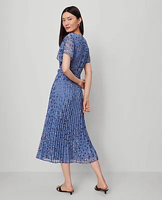 Ann Taylor Floral Pleated Midi Dress sold by Ann Taylor product image thumbnail 2