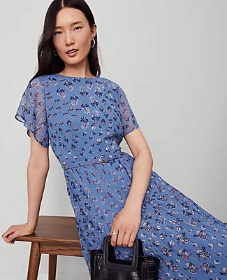 Ann Taylor Floral Pleated Midi Dress sold by Ann Taylor product image thumbnail 3
