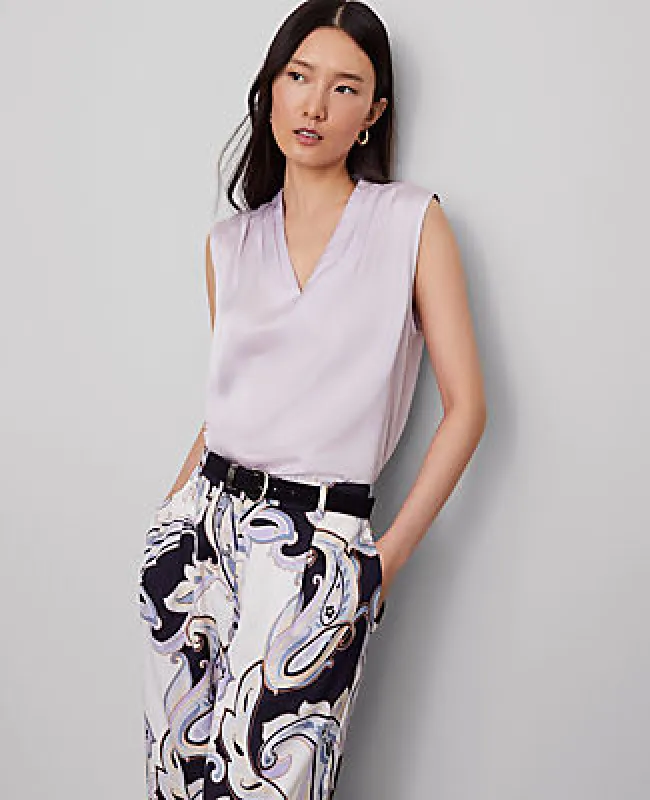 Ann Taylor Petite Mixed Media V-Neck Top sold by Ann Taylor