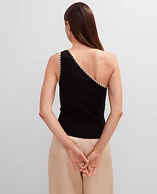 Ann Taylor Petite Crochet Trim One Shoulder Top sold by Ann Taylor product image thumbnail 2