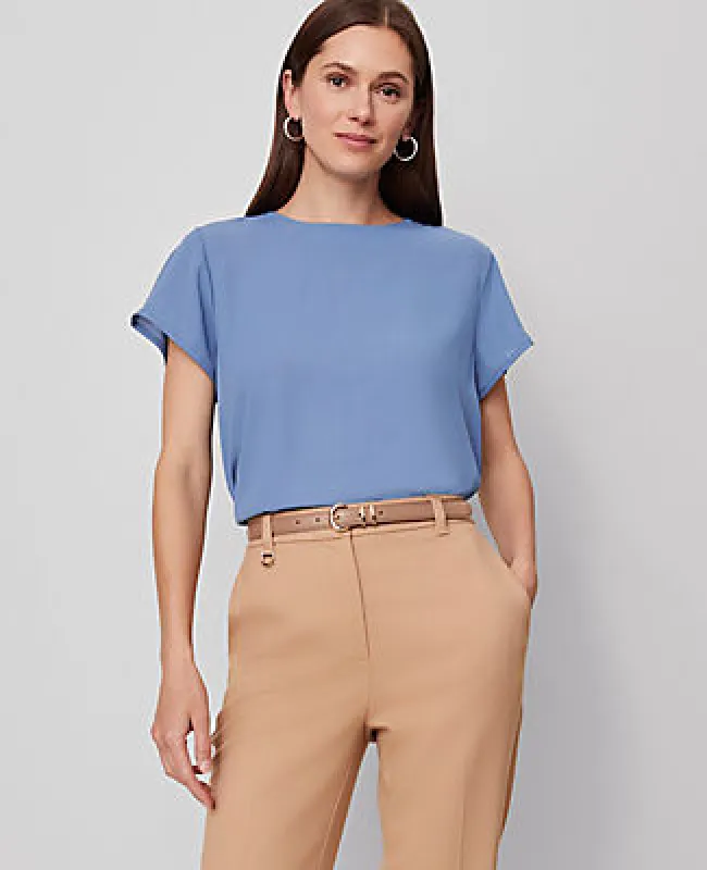 Ann Taylor Mixed Media Crew Neck Tee made by Ann Taylor