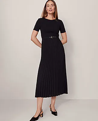 Ann Taylor Belted Pleated Midi Dress sold by Ann Taylor
